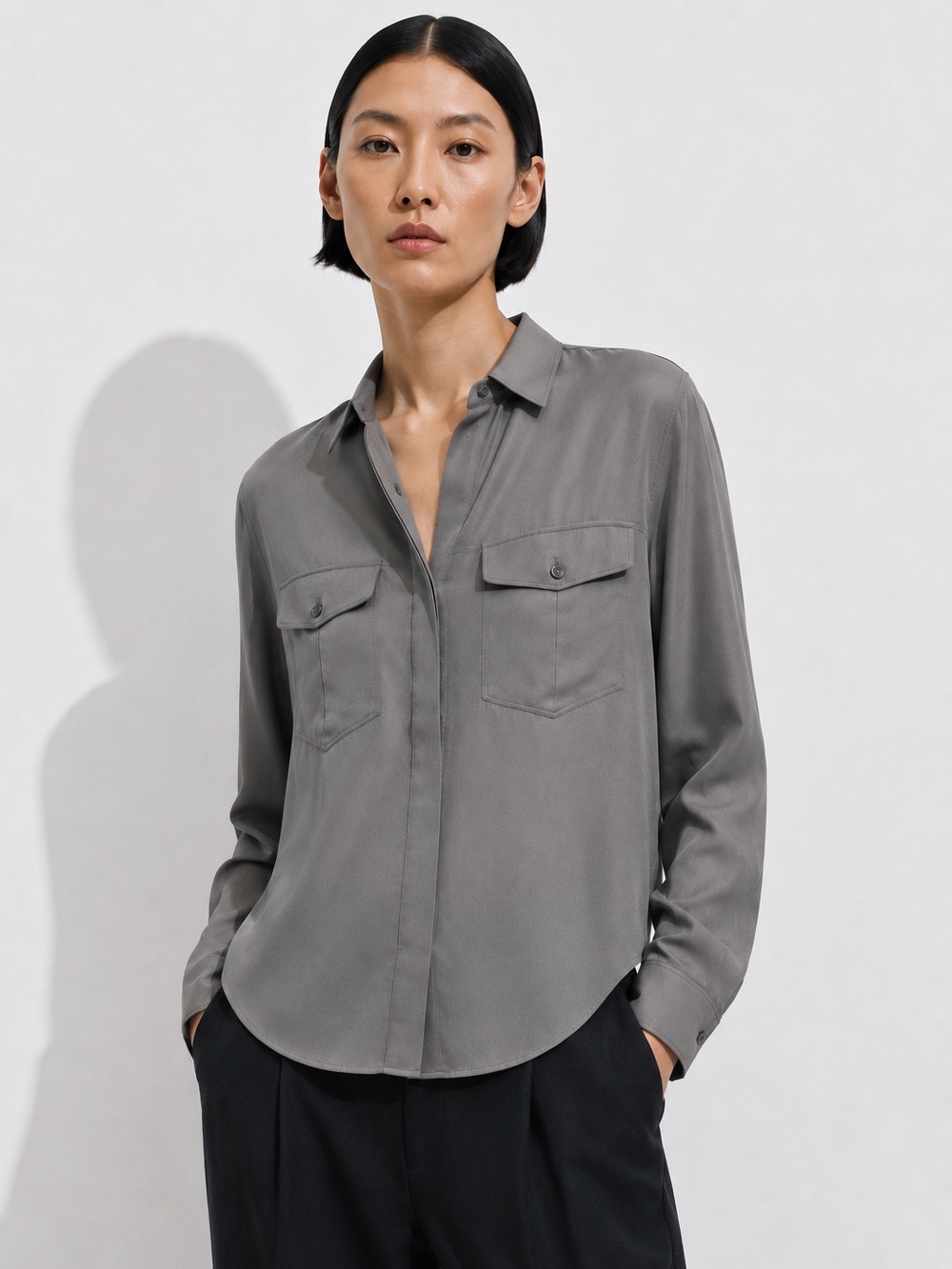 Banana Republic Silk Grey Blouse